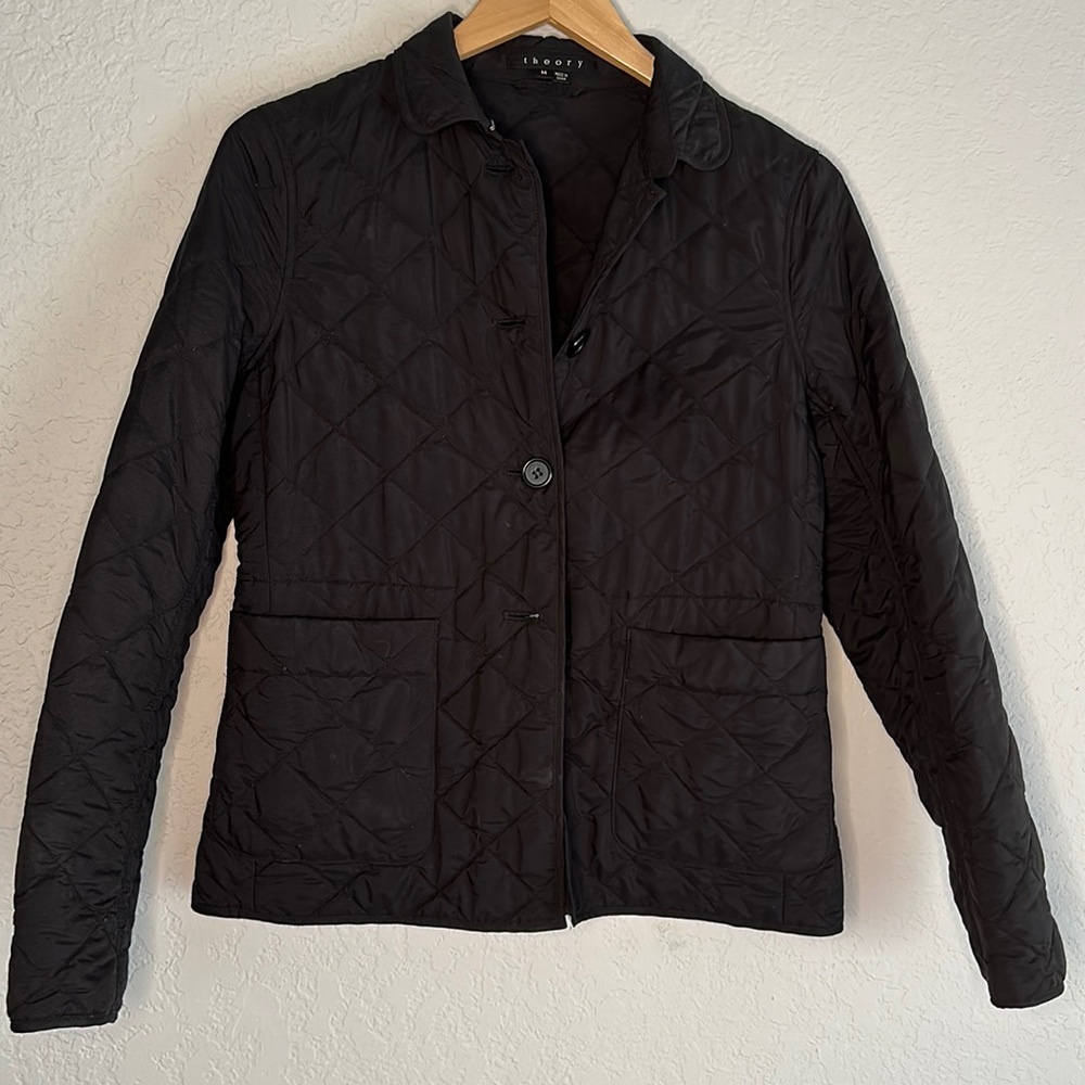 Theory Michie Quilted Black Jacket Button Front
